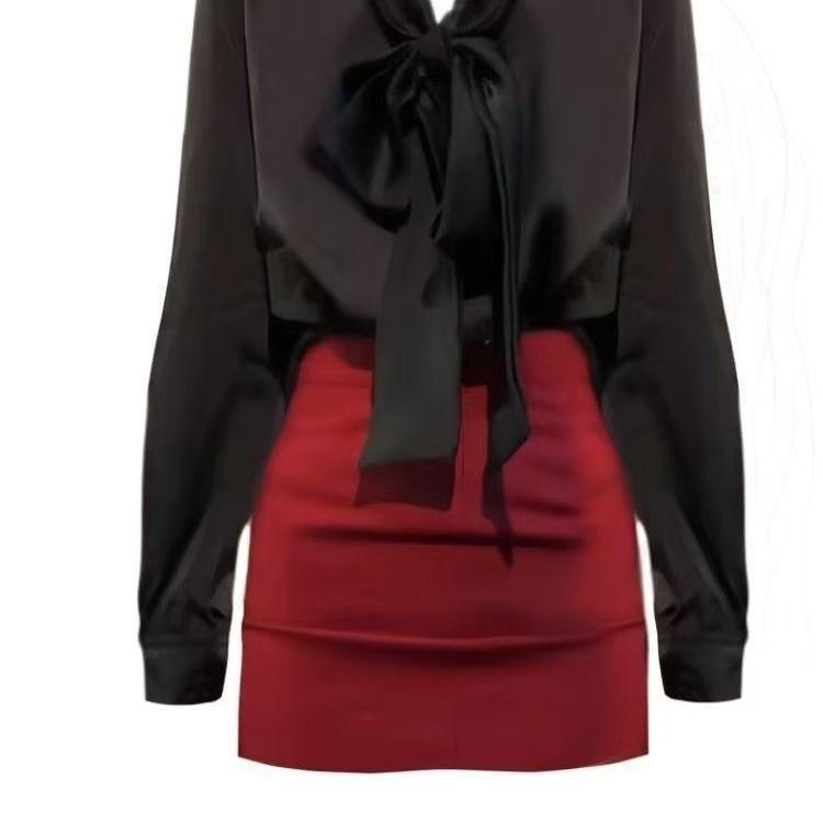 Spring 2025 Chic Suit: Spicy Bow Long Sleeve Shirt & High Waist Hip-Hugging Skirt Two-Piece Set for Women L
Spring 2025 Chic Suit: Spicy Bow Long Sleeve Shirt & High Waist Hip-Hugging Skirt Two-Piece Set for Women L