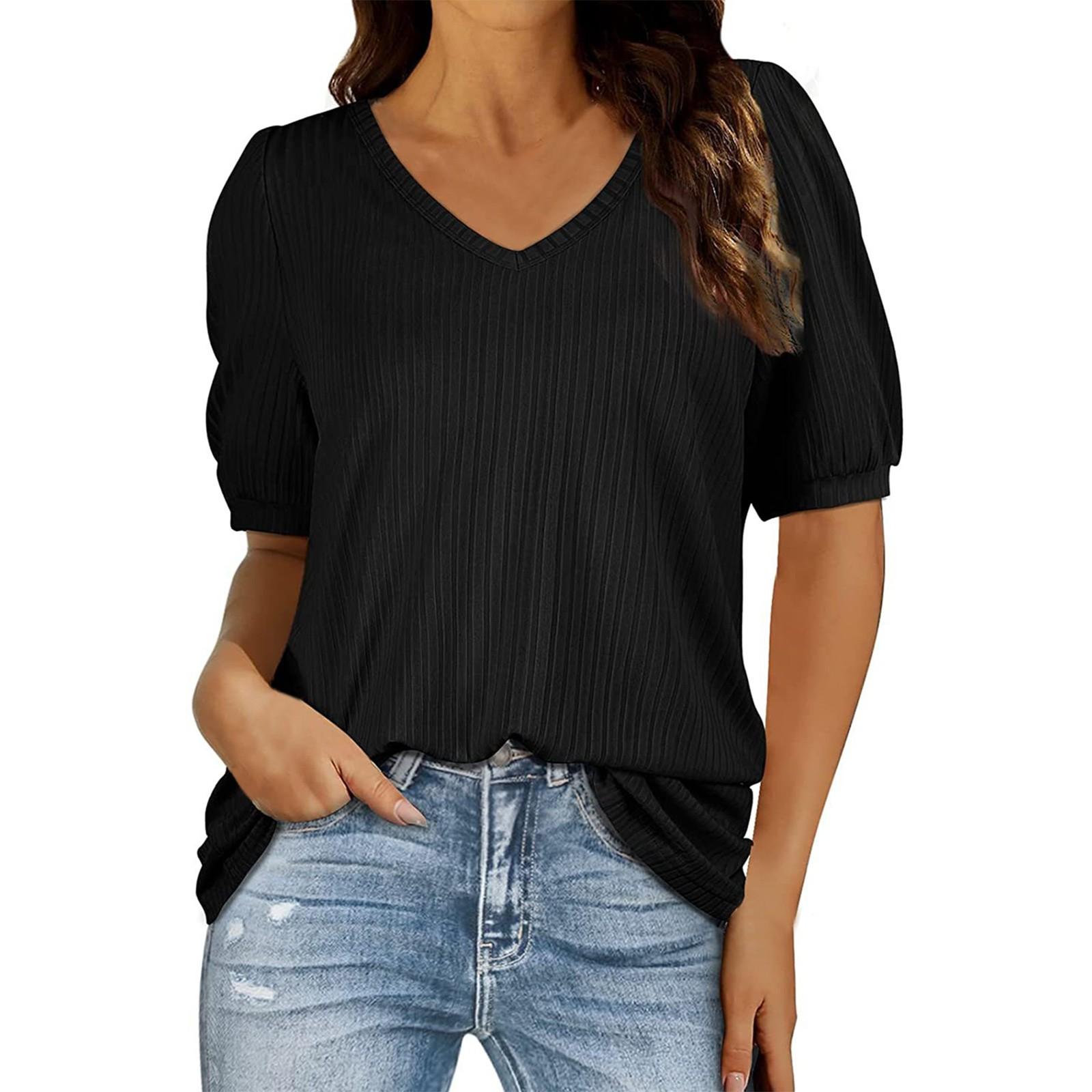 Женские рубашки, блузки, трикотажные рубашки с коротким рукавом для женщин, нарядные, повседневные, стандартного кроя L чёрный
Женские рубашки, блузки, трикотажные рубашки с коротким рукавом для женщин, нарядные, повседневные, стандартного кроя L чёрный