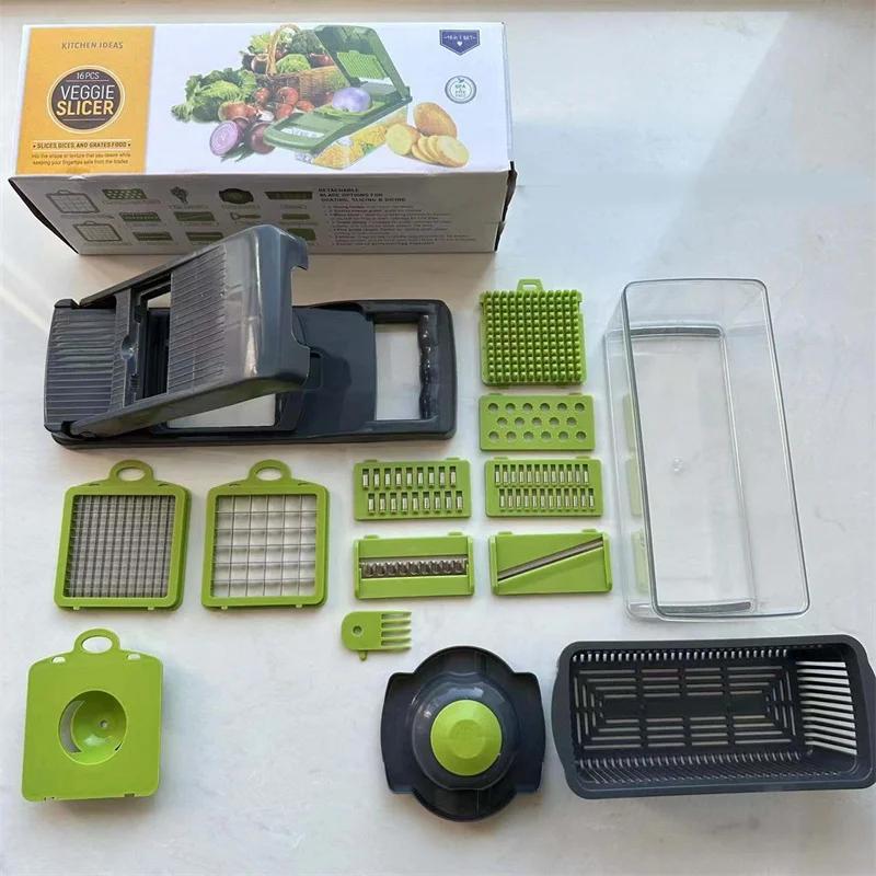 14/16 в 1 измельчитель овощей многофункциональный ломтерезка для фруктов решетка для еды измельчитель для лука нарезка кухонный резак с контейнером
14/16 в 1 измельчитель овощей многофункциональный ломтерезка для фруктов решетка для еды измельчитель для лука нарезка кухонный резак с контейнером