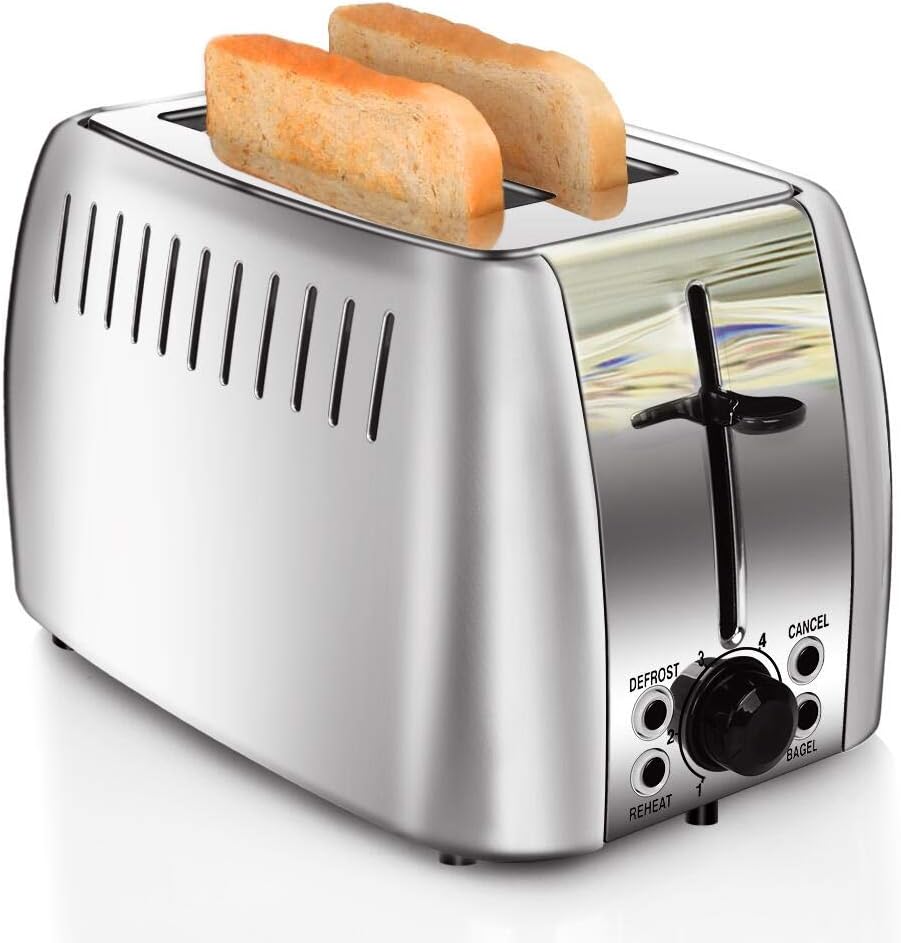 Stainless Steel Bagel Toaster Extra Wide Slots with 6 Browning Setting, Bagel/Reheat/Defrost/Cancel Function for United States
Stainless Steel Bagel Toaster Extra Wide Slots with 6 Browning Setting, Bagel/Reheat/Defrost/Cancel Function for United States