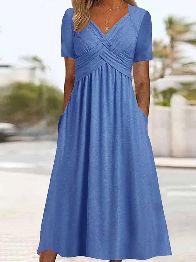 New summer European and American dresses short-sleeved casual women s wear v-neck XXXL королівський синій колір
New summer European and American dresses short-sleeved casual women s wear v-neck XXXL королівський синій колір