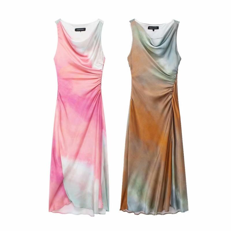 European & American Tie-Dye Print Sleeveless Midi Dress for Women Large помаранчевий/жовтий
European & American Tie-Dye Print Sleeveless Midi Dress for Women Large помаранчевий/жовтий