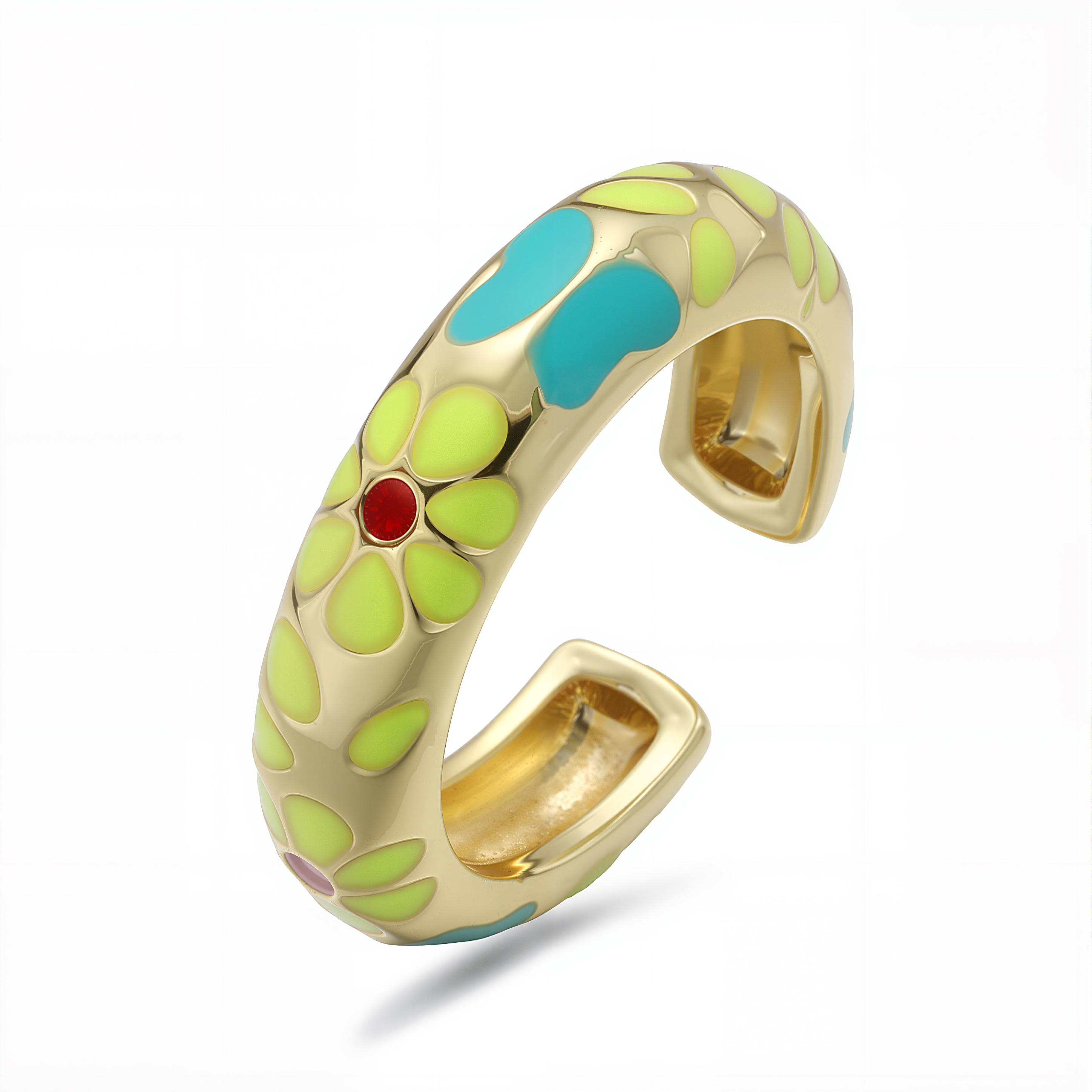 HECHENG Enamel Drip Glaze Flower Pattern Bohemian-Style Ring for Women of Sweet and Romantic Zircon 1 Piece resizable жовтий
HECHENG Enamel Drip Glaze Flower Pattern Bohemian-Style Ring for Women of Sweet and Romantic Zircon 1 Piece resizable жовтий