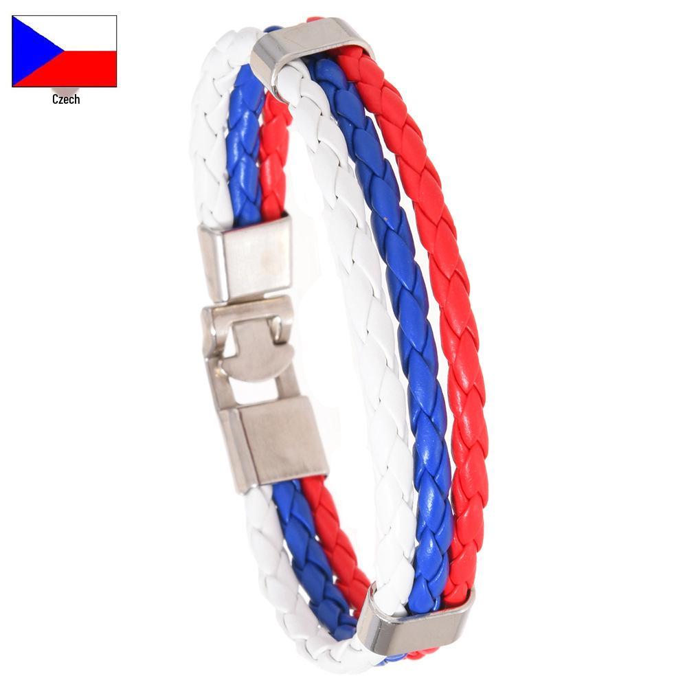 World Cup Country Flag Colors Leather Bracelet - Faux Cowhide Wristband
World Cup Country Flag Colors Leather Bracelet - Faux Cowhide Wristband