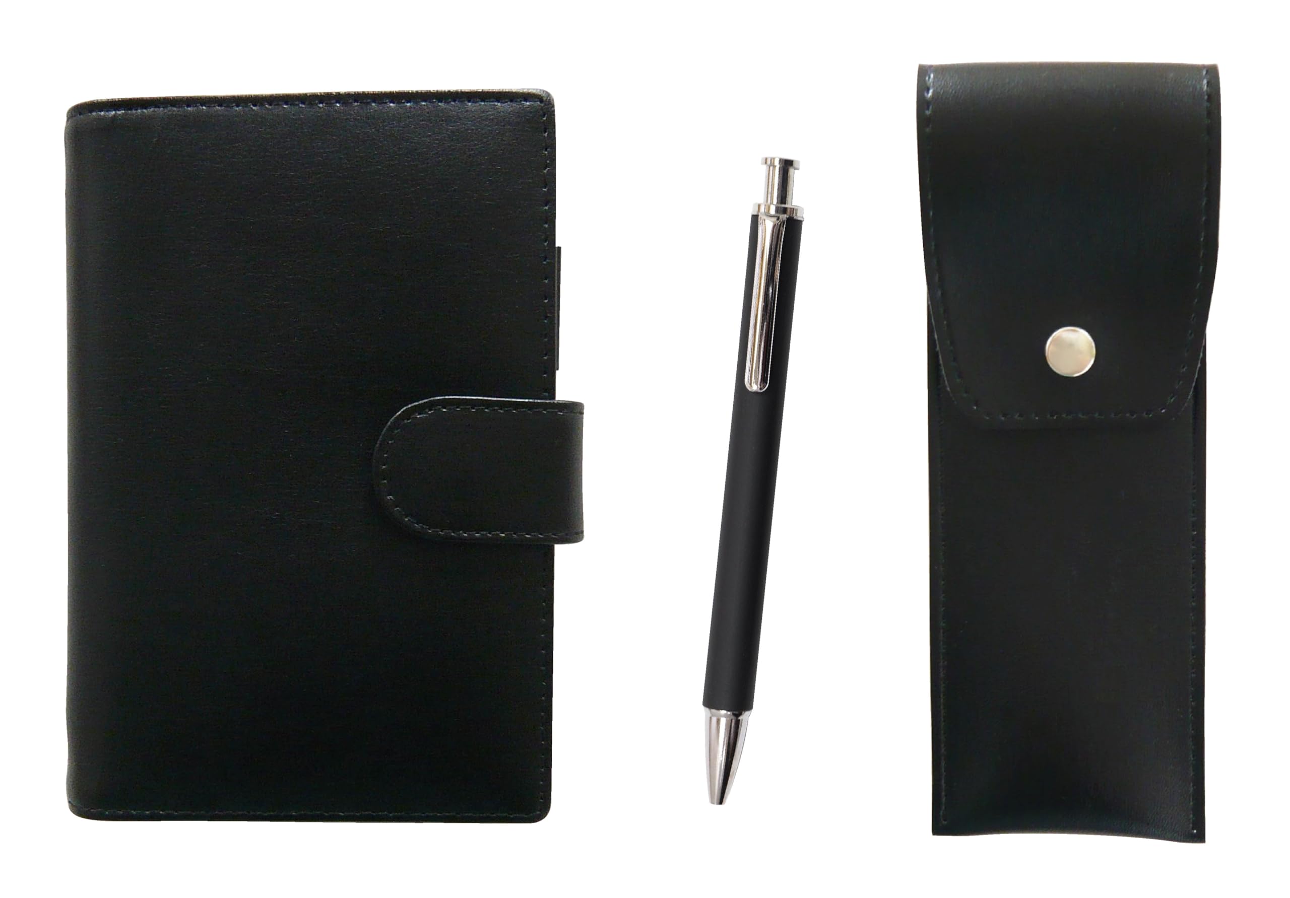 Eco B7 cowhide mini notebook and round button pen case black extruded rubber shaft brass knock ballpoint pen set black LS002B-BRSB-HS301B
Eco B7 cowhide mini notebook and round button pen case black extruded rubber shaft brass knock ballpoint pen set black LS002B-BRSB-HS301B