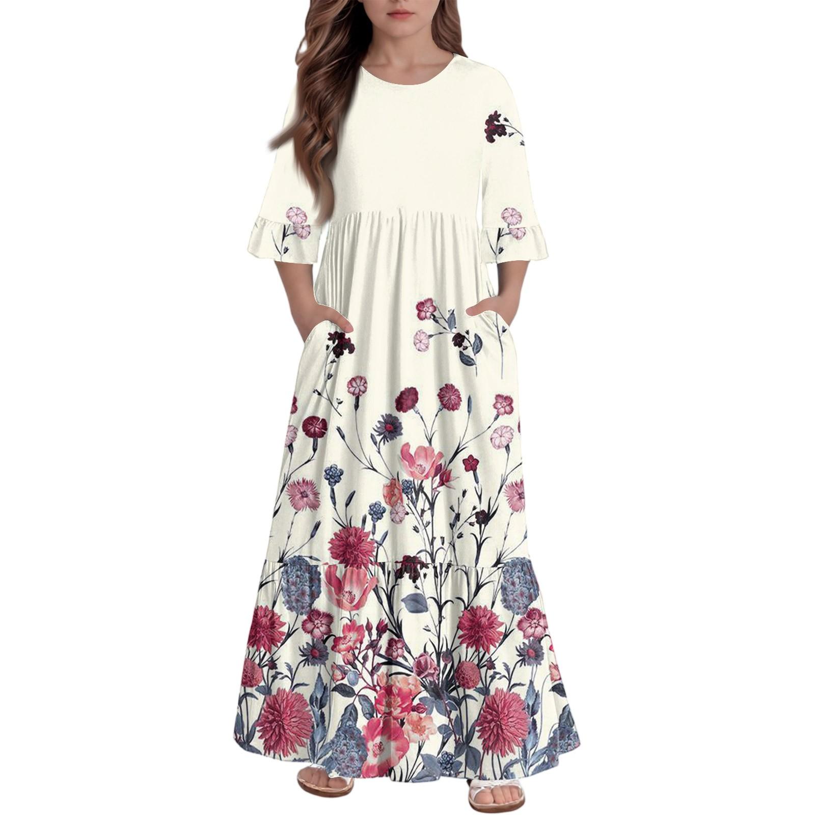 Girls Tiered Ruffle Dress - 3/4 Sleeve Pocket Maxi With Pockets 110 бежевий
Girls Tiered Ruffle Dress - 3/4 Sleeve Pocket Maxi With Pockets 110 бежевий
