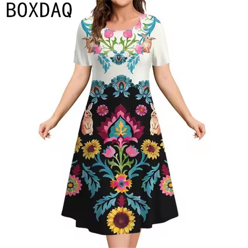 Women s Summer Casual Dress Vintage Flower Elements Elegant A-Line Dress Big Size Short Sleeve O-neck Dress S
Women s Summer Casual Dress Vintage Flower Elements Elegant A-Line Dress Big Size Short Sleeve O-neck Dress S