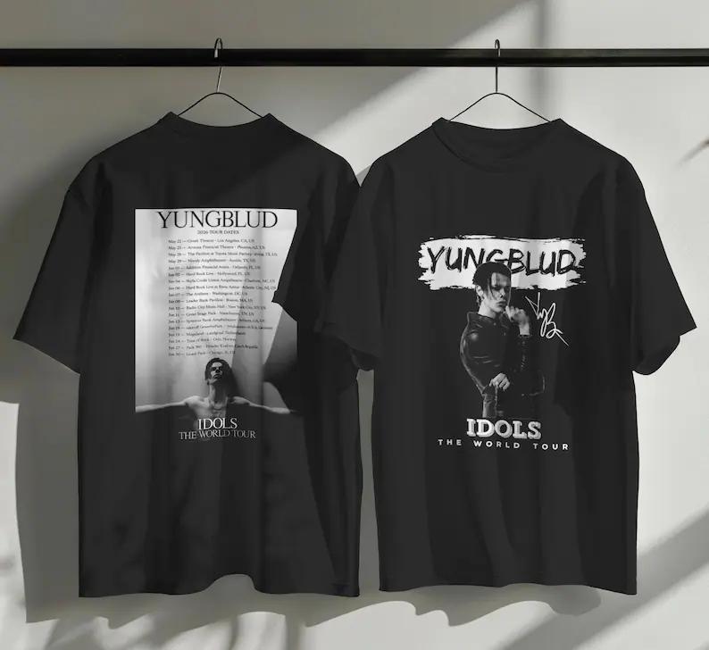 YUNGBLUD 2026 Idols World Tour T Shirt Double Sided Print Graphic Tee Casual Short Sleeve Unisex Streetwear Cotton Tops L
YUNGBLUD 2026 Idols World Tour T Shirt Double Sided Print Graphic Tee Casual Short Sleeve Unisex Streetwear Cotton Tops L