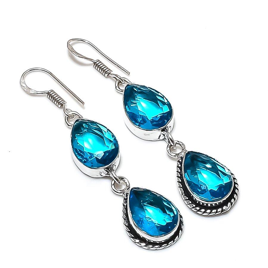 Natural Swiss Blue Topaz Gemstone 925 Sterling Silver Jewelry Earring 2.36 S0I76
Natural Swiss Blue Topaz Gemstone 925 Sterling Silver Jewelry Earring 2.36 S0I76