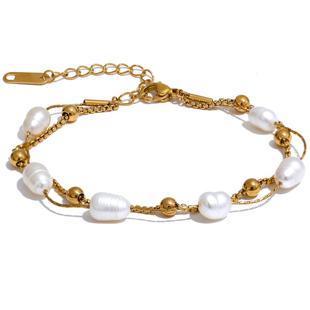 Yhpup Natural Pearls Double Layer Chain Stainless Steel Charm Bracelet Bangle Women Stylish Summer Jewelry Waterproof
Yhpup Natural Pearls Double Layer Chain Stainless Steel Charm Bracelet Bangle Women Stylish Summer Jewelry Waterproof