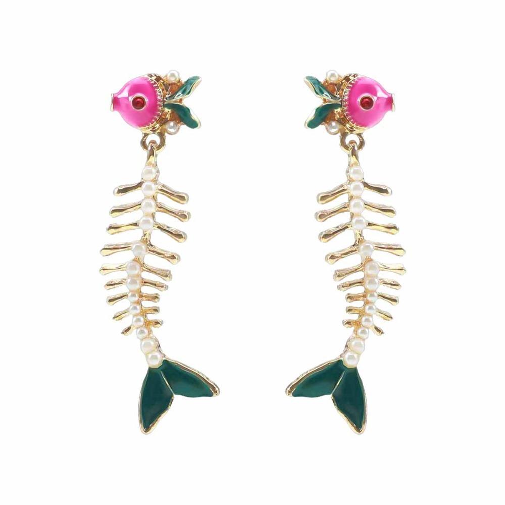 Fish Enamel Fishbone Dangle Earrings Creative Bohemian Dangle Earring Gift рожевий червоний колір
Fish Enamel Fishbone Dangle Earrings Creative Bohemian Dangle Earring Gift рожевий червоний колір