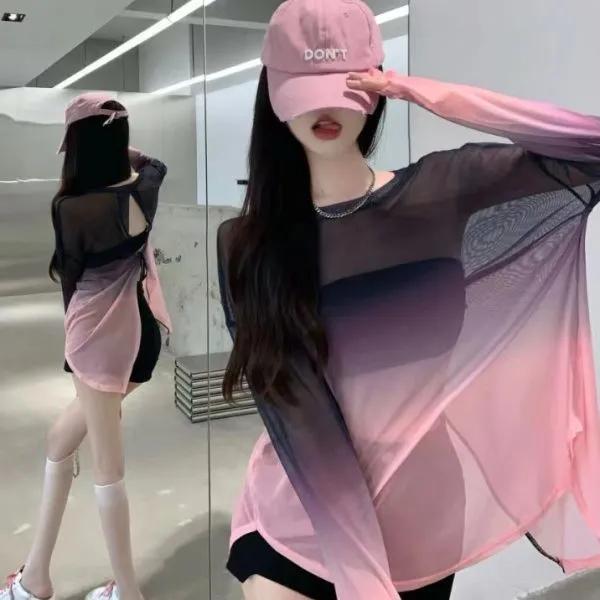 Summer Hollow Backless Strap T-shirt Thin Gradient Ice Silk Loose Sunscreen Clothing Vintage Goth Women Shirts Sexy Tops XXXL фіолетовий
Summer Hollow Backless Strap T-shirt Thin Gradient Ice Silk Loose Sunscreen Clothing Vintage Goth Women Shirts Sexy Tops XXXL фіолетовий