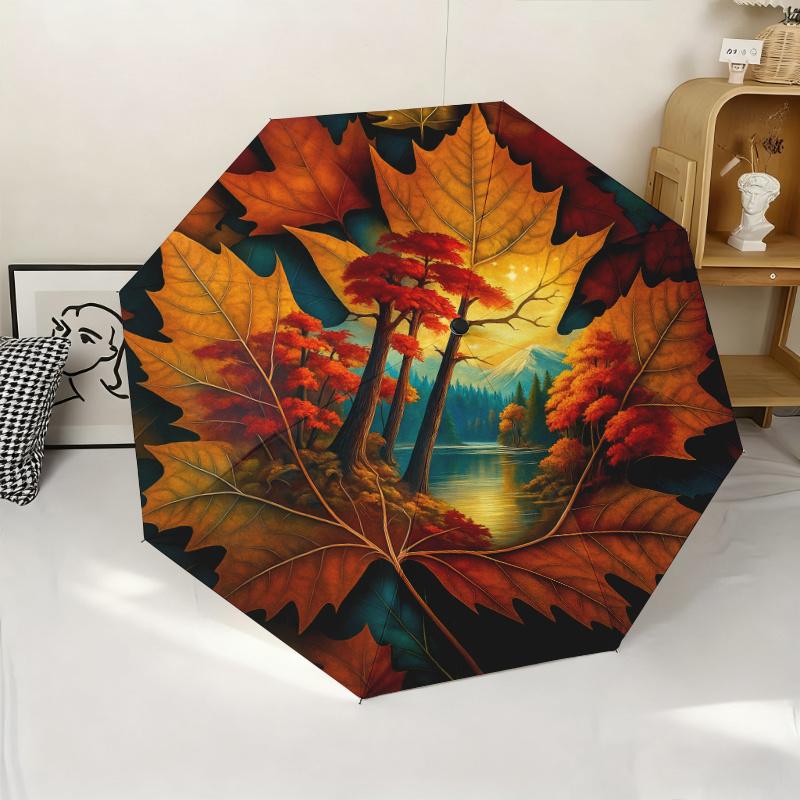 Automatic Opening/Closing Foldable Umbrella with 8 Heavy-Duty Iron Ribs | Maple Leaf Pattern in Red, Orange, Yellow, Green, Bl (as the picture,Iron&8K)
Automatic Opening/Closing Foldable Umbrella with 8 Heavy-Duty Iron Ribs | Maple Leaf Pattern in Red, Orange, Yellow, Green, Bl (as the picture,Iron&8K)