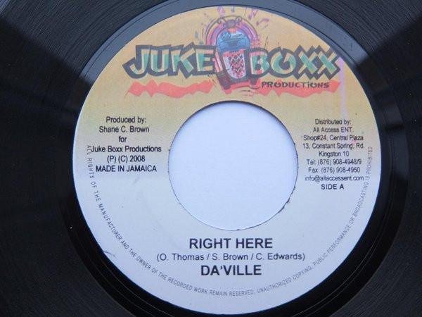 7inch Record DAVILLE - Right Here NONE Juke Boxx Produ 2008 Jamaica Reggae, Ska & Dub Used
7inch Record DAVILLE - Right Here NONE Juke Boxx Produ 2008 Jamaica Reggae, Ska & Dub Used