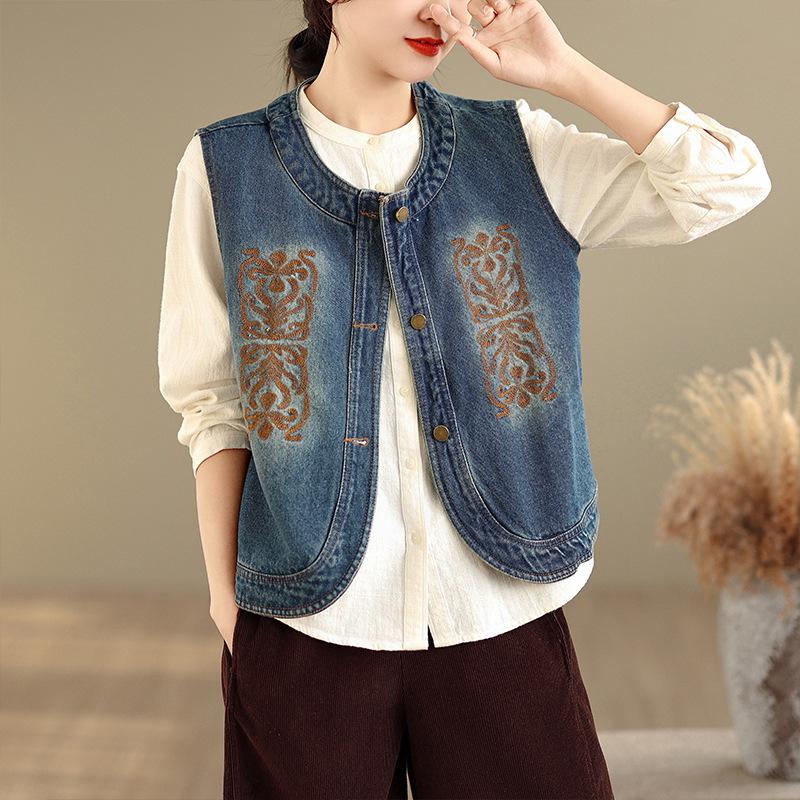Spring Plus Size Embroidered Denim Vest - Casual, Loose, and Versatile Fashion Plus Size - One Size синій
Spring Plus Size Embroidered Denim Vest - Casual, Loose, and Versatile Fashion Plus Size - One Size синій