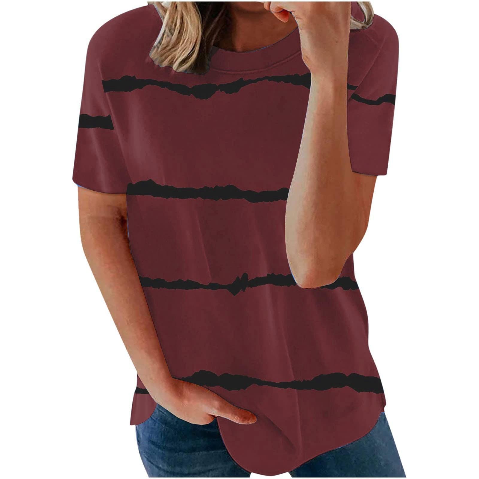 Women s Summer Striped Printed Short Sleeve Round Neck Pullover T-shirt Top XXL винний
Women s Summer Striped Printed Short Sleeve Round Neck Pullover T-shirt Top XXL винний