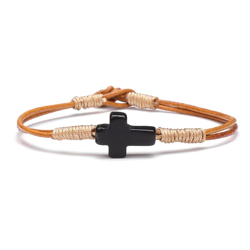 Handmade Coffee Color Leather Rope Bracelet Natural Red Stone Cross Shape Accessory Bracelet Gift For Friend Women Men B
Handmade Coffee Color Leather Rope Bracelet Natural Red Stone Cross Shape Accessory Bracelet Gift For Friend Women Men B