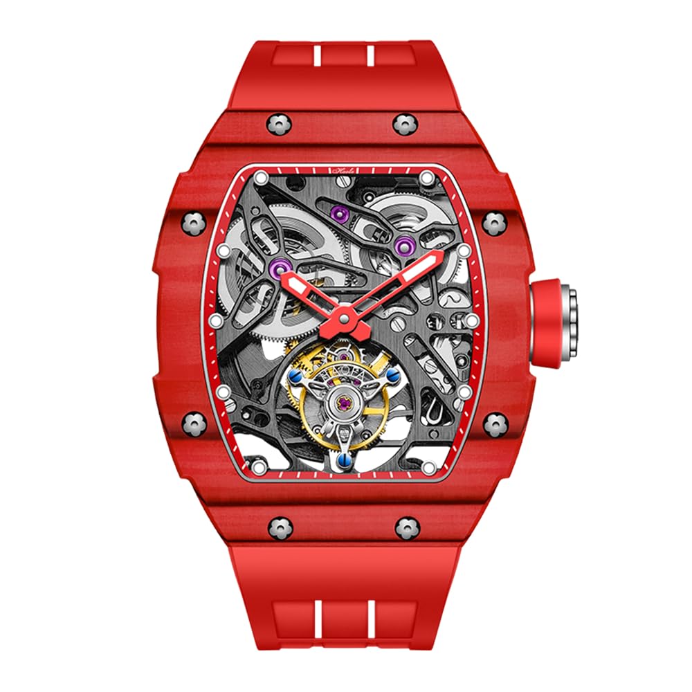 HAOFA Tourbillon Automatic Watch Mechanical Carbon Fiber Titanium Magnesium Alloy Skeleton Watch Sports Watch Dual Drive Business Fashion Gift червоний
HAOFA Tourbillon Automatic Watch Mechanical Carbon Fiber Titanium Magnesium Alloy Skeleton Watch Sports Watch Dual Drive Business Fashion Gift червоний