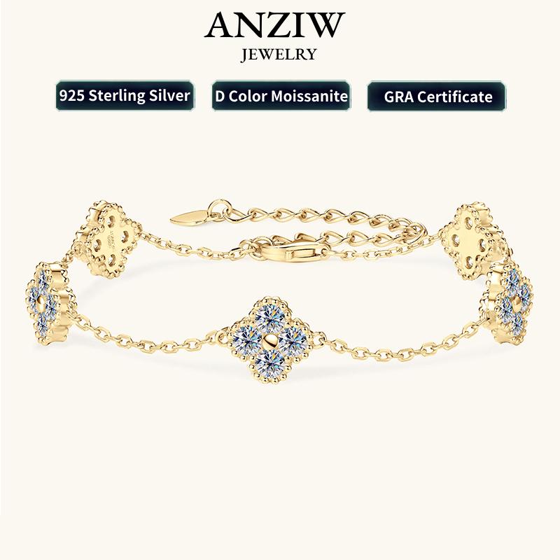 Anizw 2025 New 925 Silver Flower Clover Bracelet Moissanite 3mm for Women 18k Gold Plated Fine Jewelry GRA Certified Lab Diamond 16.5-21.5cm
Anizw 2025 New 925 Silver Flower Clover Bracelet Moissanite 3mm for Women 18k Gold Plated Fine Jewelry GRA Certified Lab Diamond 16.5-21.5cm