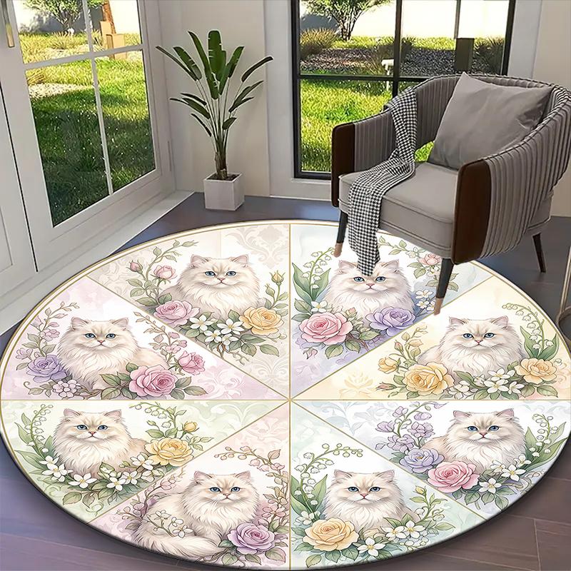 1pc Blue Floral Cats Printed Chair Rug for Home Office Use, Living Room Kitchen Game Room Round Carpet Diameter 60cm
1pc Blue Floral Cats Printed Chair Rug for Home Office Use, Living Room Kitchen Game Room Round Carpet Diameter 60cm
