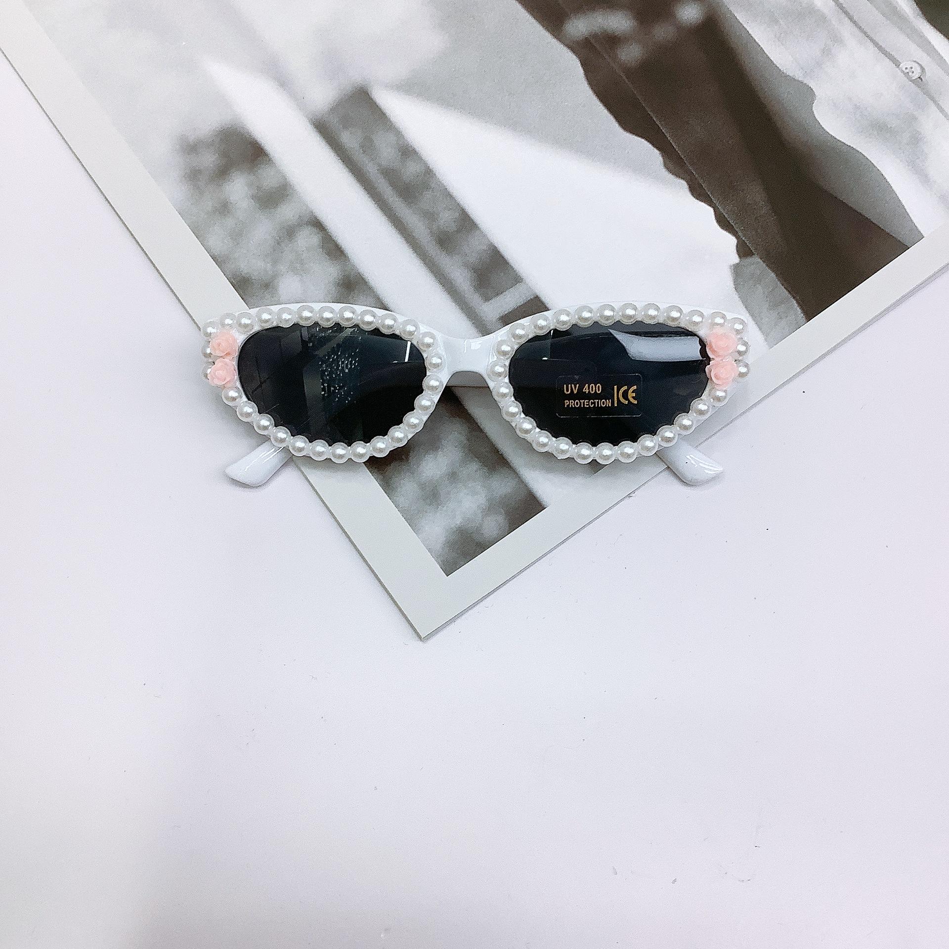 Детские модные солнцезащитные очки, солнцезащитные очки с защитой от ультрафиолета, милые детские самодельные жемчужины для мальчиков и девочек