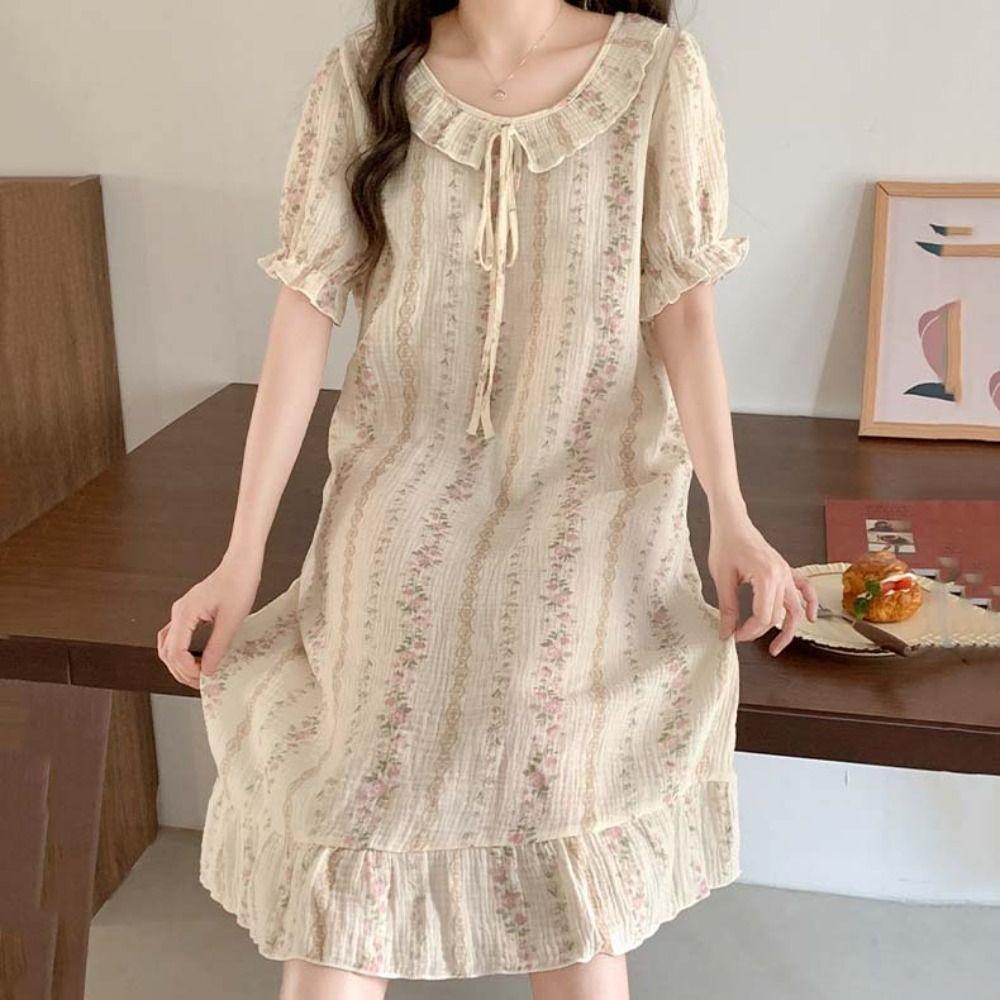 Lace Up Women s Pajama Dress Stripe Sweet Nightgowns Doll Collar Short Sleeve Nightdress Club XL-Green Puff Sleeve
Lace Up Women s Pajama Dress Stripe Sweet Nightgowns Doll Collar Short Sleeve Nightdress Club XL-Green Puff Sleeve