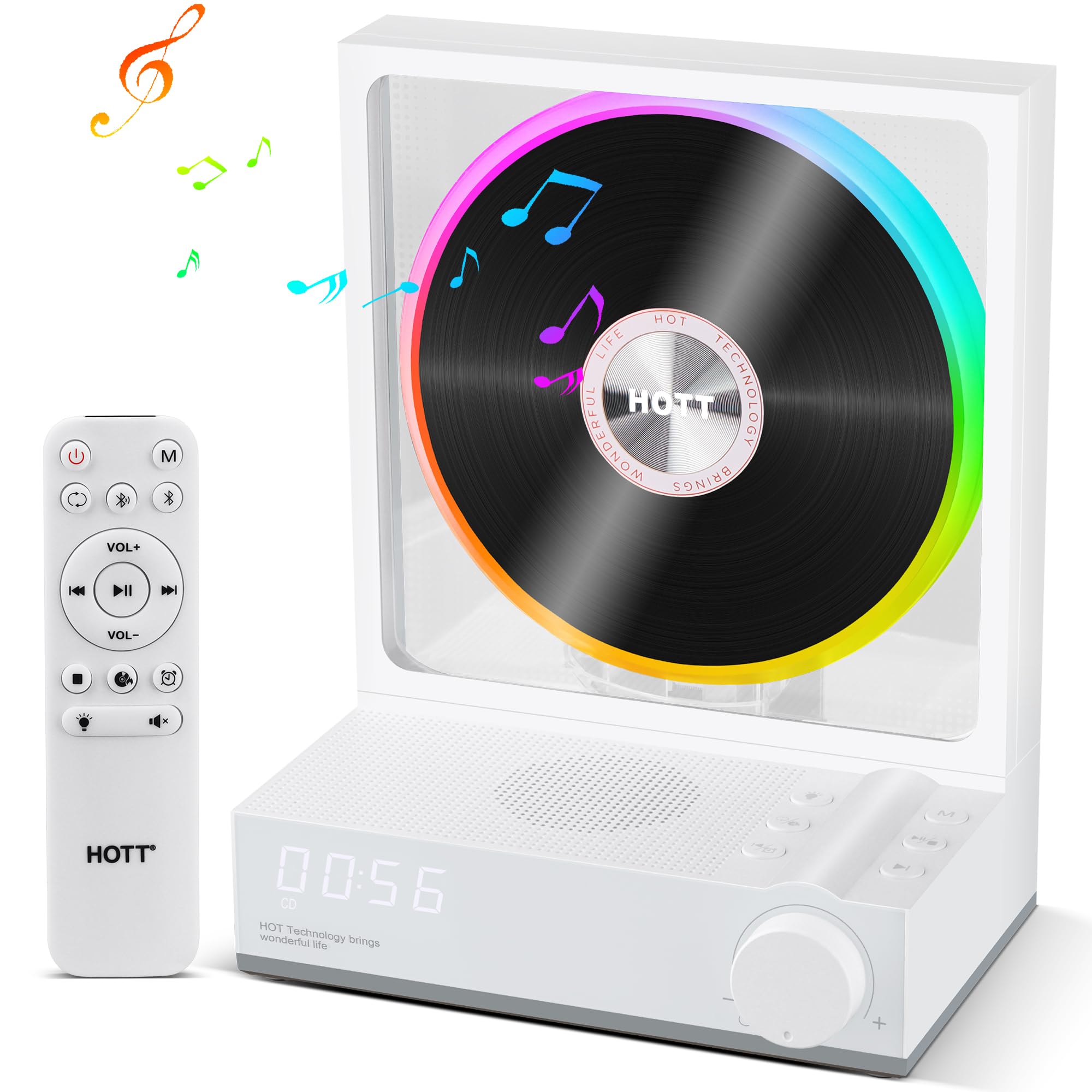 Bluetooth Desktop CD Player with RGB Color HOTT Home Bluetooth CD Stereo with Remote Supports Digital Light, Player, Hi-Fi Sound, Control,
Bluetooth Desktop CD Player with RGB Color HOTT Home Bluetooth CD Stereo with Remote Supports Digital Light, Player, Hi-Fi Sound, Control,