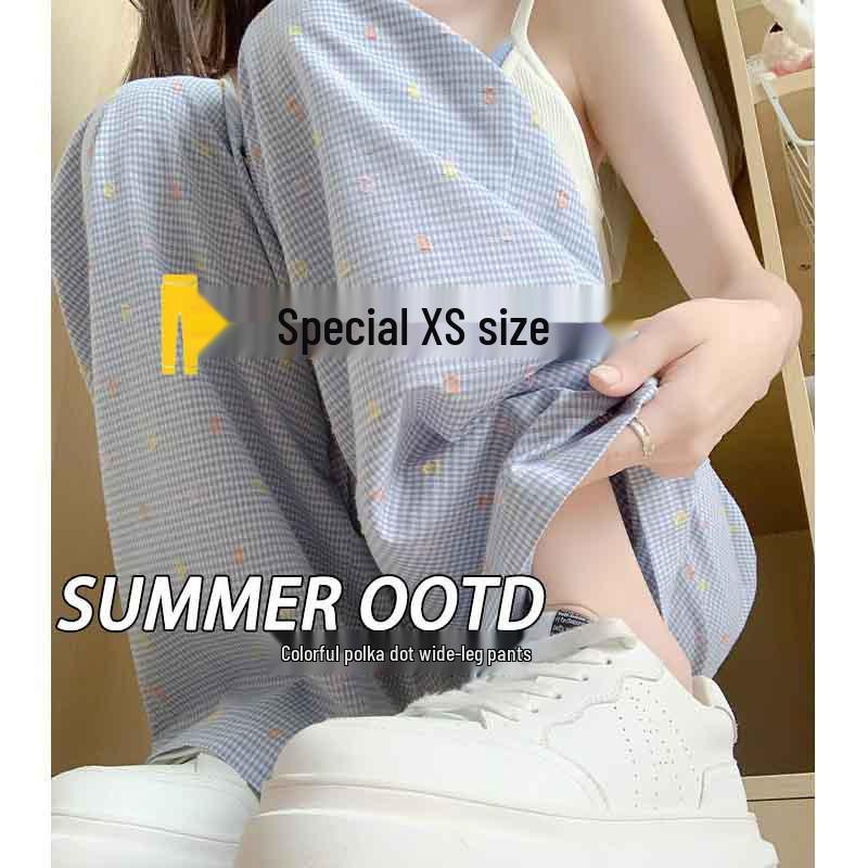Women s Blue Polka Dot High Waist Ice Silk Wide Leg Pants, 150cm Drapey Straight Leg for Summer, Petite 145 S (80-95 jin)
Women s Blue Polka Dot High Waist Ice Silk Wide Leg Pants, 150cm Drapey Straight Leg for Summer, Petite 145 S (80-95 jin)