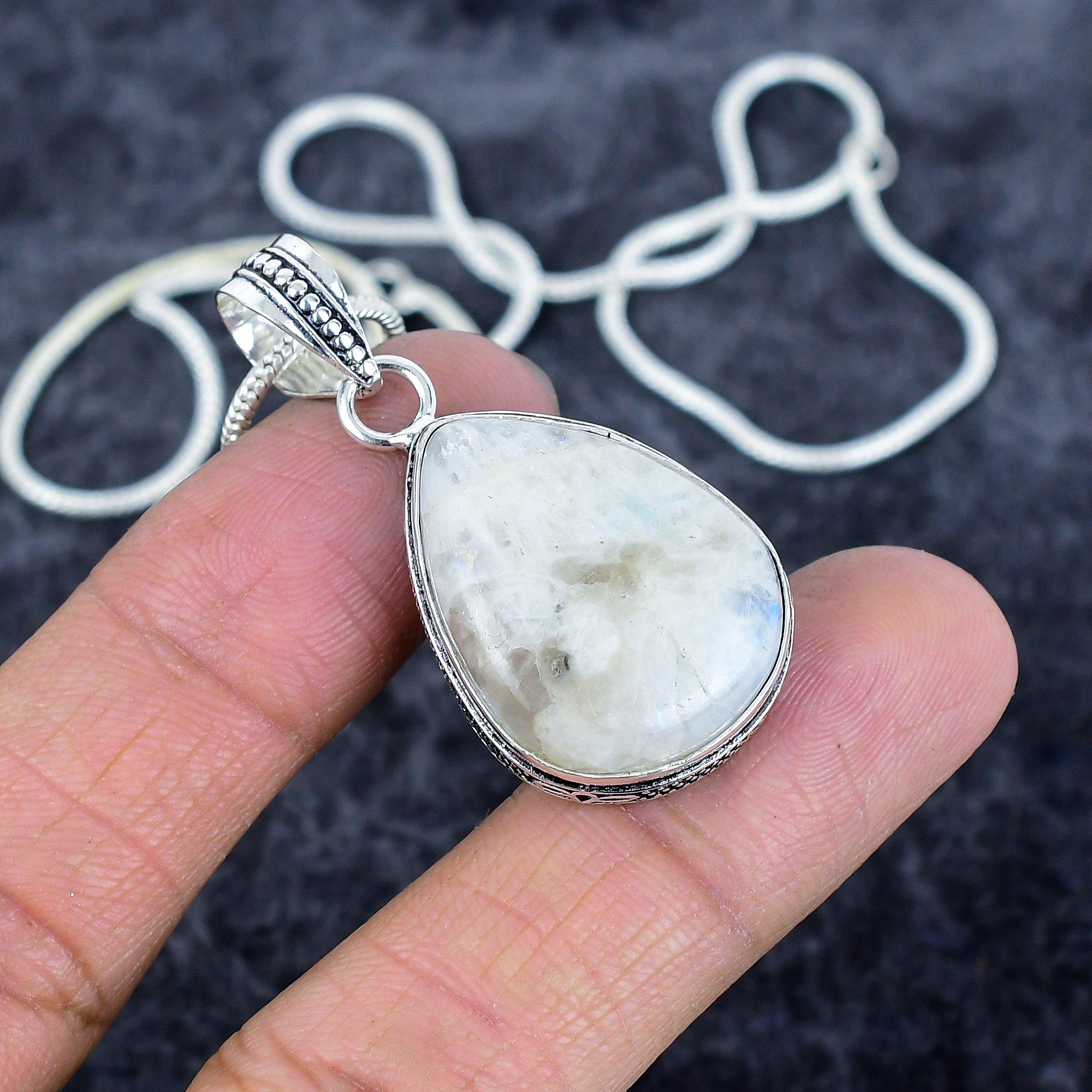 Rainbow Moonstone Gemstone 925 Sterling Silver Jewelry Pendant 1.77 M-2974
Rainbow Moonstone Gemstone 925 Sterling Silver Jewelry Pendant 1.77 M-2974