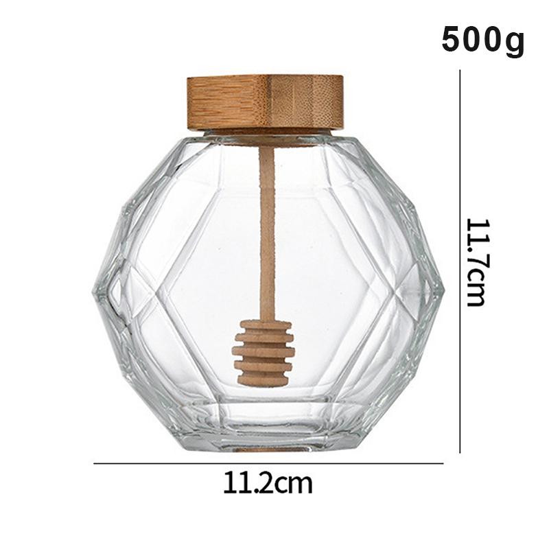 Hexagonal Glass Honey Empty Bottle With Wooden Honey Pot Stirring Rod Sealing Clear Jam Jar Kitchen Home Storage 250G/500G/1000G 500g
Hexagonal Glass Honey Empty Bottle With Wooden Honey Pot Stirring Rod Sealing Clear Jam Jar Kitchen Home Storage 250G/500G/1000G 500g