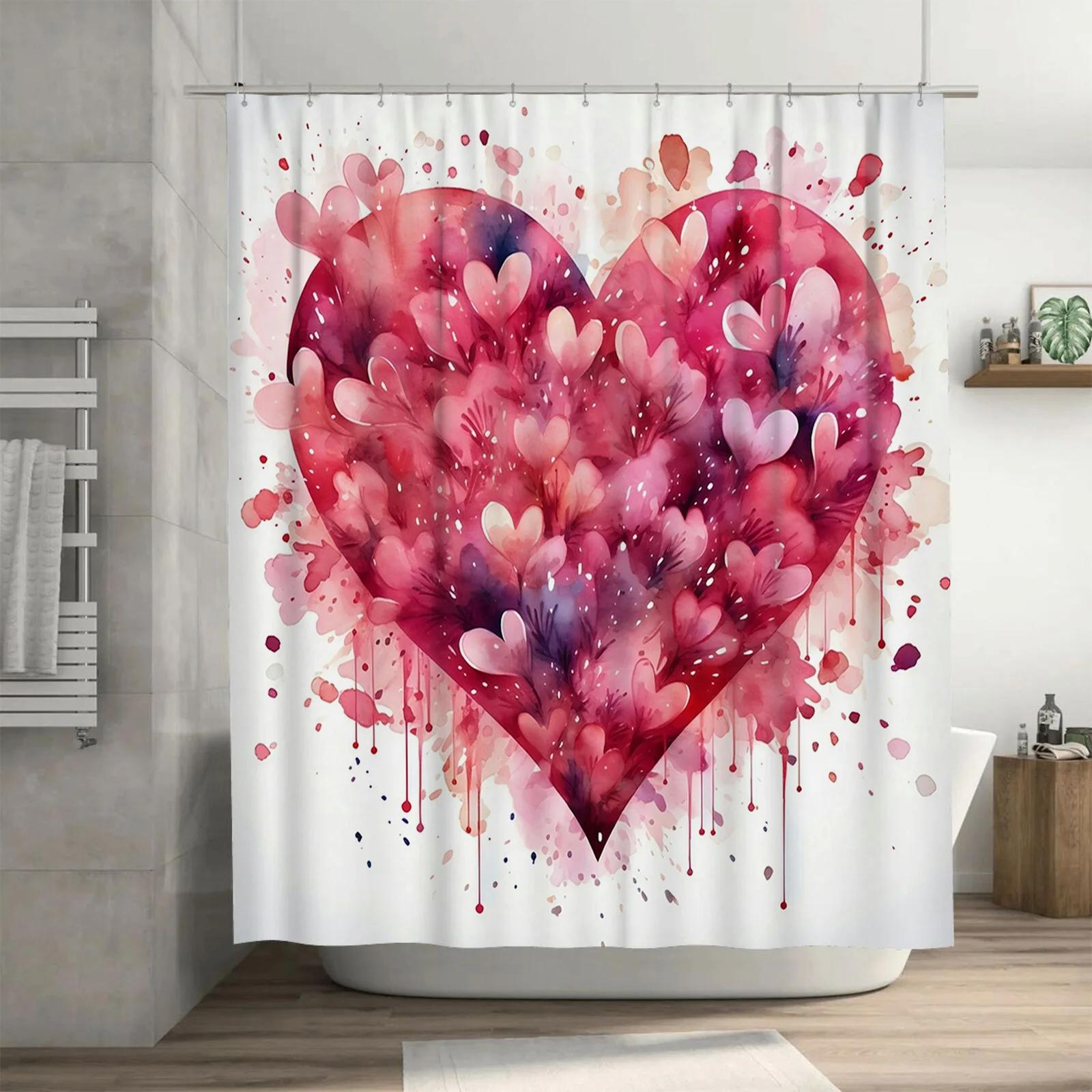 Watercolor Heart Splash Waterproof Shower Curtain, Artistic Design For Bathroom Decor, Enhances Romantic And Colorful Atmosphere W60H190(CM)-1 Pcs
Watercolor Heart Splash Waterproof Shower Curtain, Artistic Design For Bathroom Decor, Enhances Romantic And Colorful Atmosphere W60H190(CM)-1 Pcs