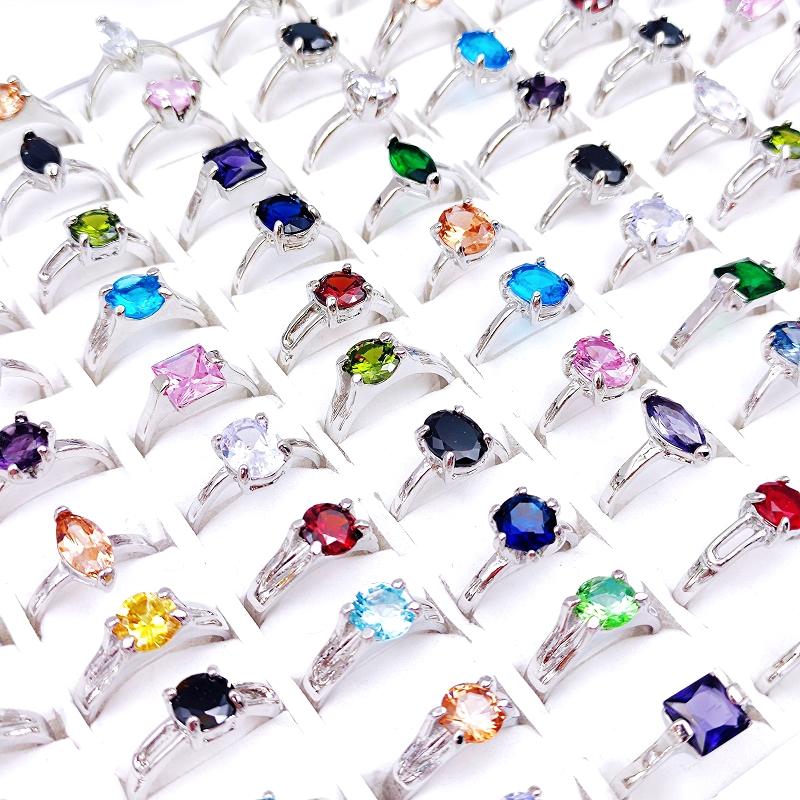 50 шт. Кольца для женских модных ювелирных изделий серебристого цвета CZ Камень 
50 шт. Кольца для женских модных ювелирных изделий серебристого цвета CZ Камень