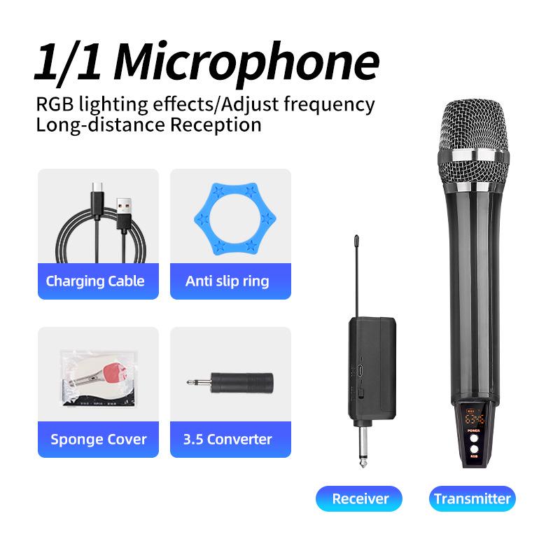 Universal RGB Wireless Microphone with Adjustable Lighting for Home Singing and KTV Stages
Universal RGB Wireless Microphone with Adjustable Lighting for Home Singing and KTV Stages
