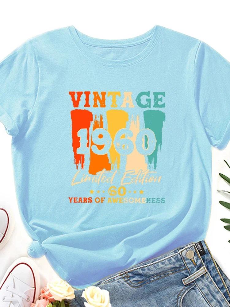 Винтаж 1960 года с буквенным принтом женская футболка с коротким рукавом и круглым вырезом свободная женская футболка женская футболка топы одежда Camisetas Mujer XXXL небесно-голубой
Винтаж 1960 года с буквенным принтом женская футболка с коротким рукавом и круглым вырезом свободная женская футболка женская футболка топы одежда Camisetas Mujer XXXL небесно-голубой