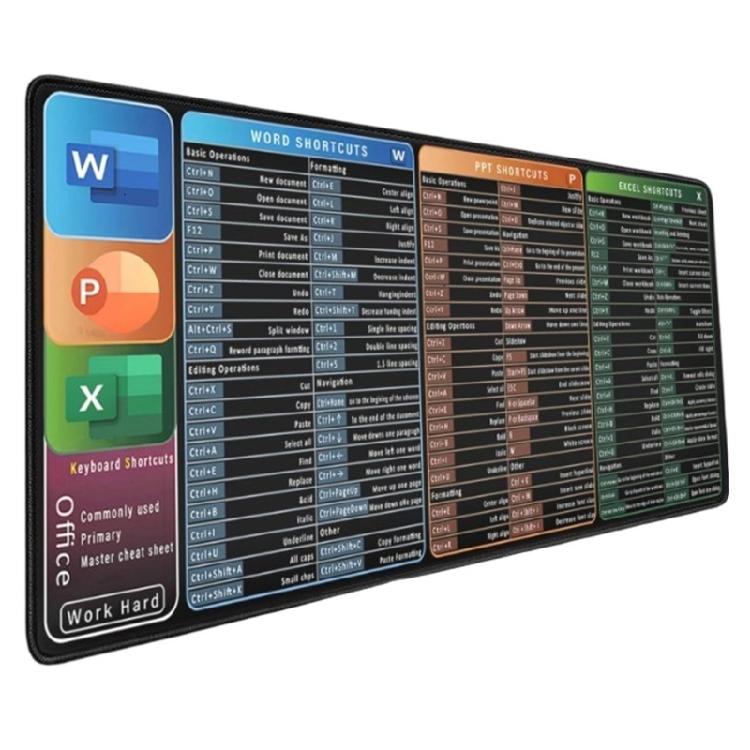 Шпаргалка для Excel та Word Клавіатура Килимок для миші для офісної ефективності та ігрового комфорту з протиковзкою основою 300x800x2MM
Шпаргалка для Excel та Word Клавіатура Килимок для миші для офісної ефективності та ігрового комфорту з протиковзкою основою 300x800x2MM