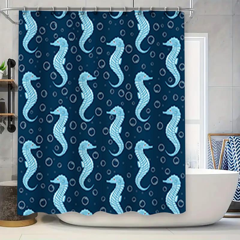 Seahorse Bath Shower Curtain With Bubble Blue Print Waterproof Fabric Decorative Home Toilet Liner (180X200Cm) W60H190(CM)-1 Pcs
Seahorse Bath Shower Curtain With Bubble Blue Print Waterproof Fabric Decorative Home Toilet Liner (180X200Cm) W60H190(CM)-1 Pcs