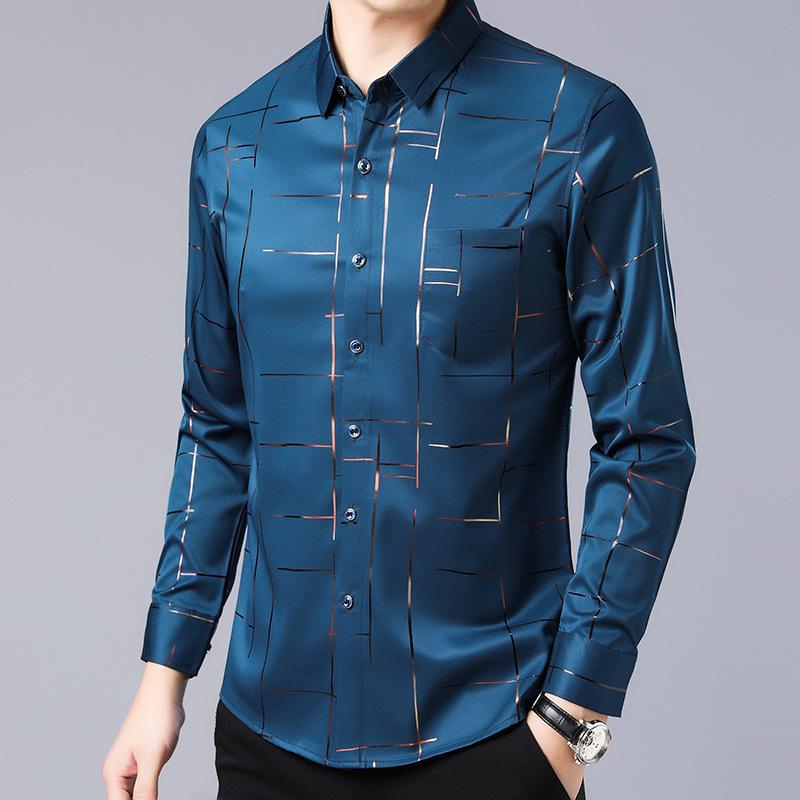 Turn Down Collar Stripes Men Single-breasted Business Shirt S озеро синього кольору
Turn Down Collar Stripes Men Single-breasted Business Shirt S озеро синього кольору