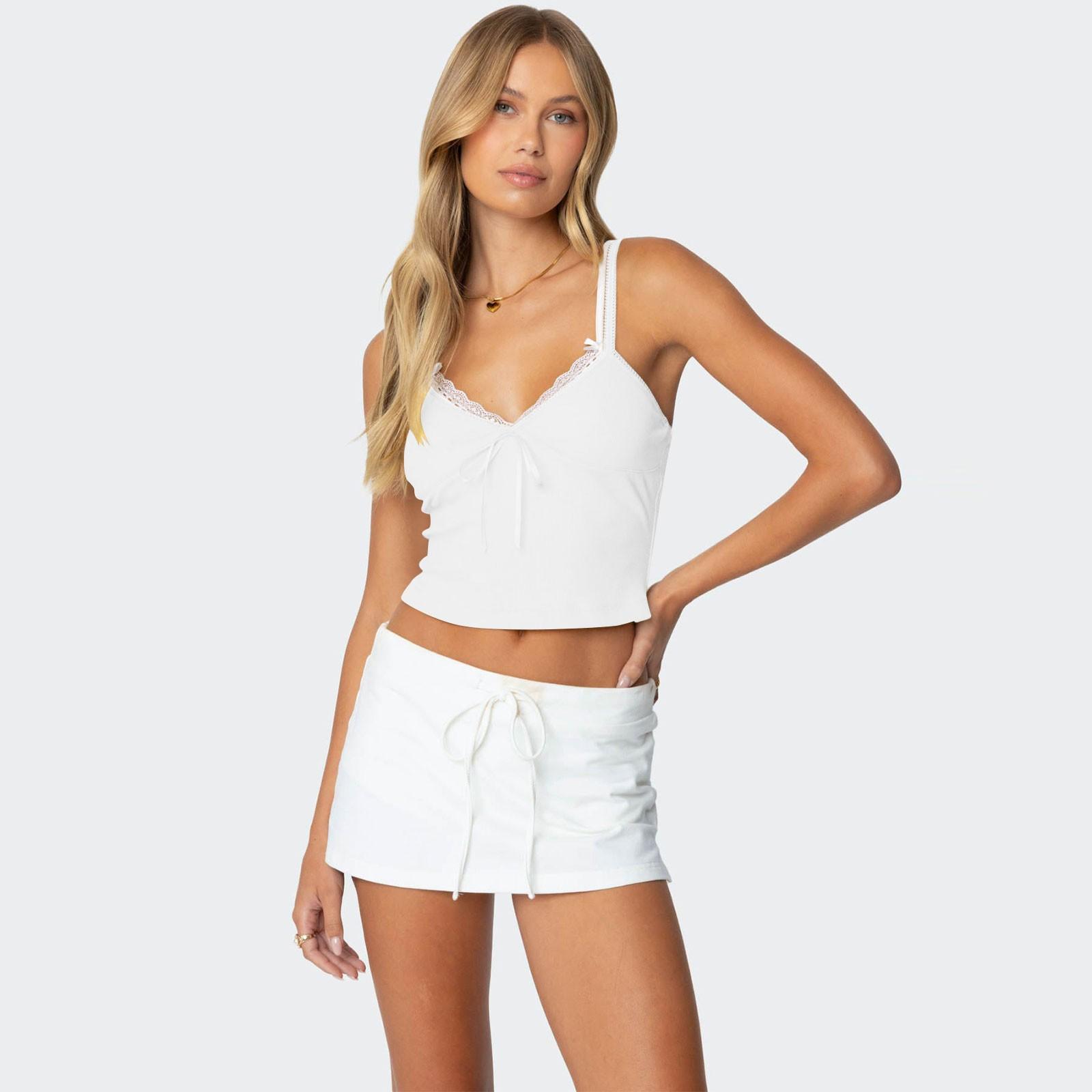 Women s Fashion Casual Summer Sexy Solid Color Lace Stitching Low Cut Camisole Top M білий
Women s Fashion Casual Summer Sexy Solid Color Lace Stitching Low Cut Camisole Top M білий