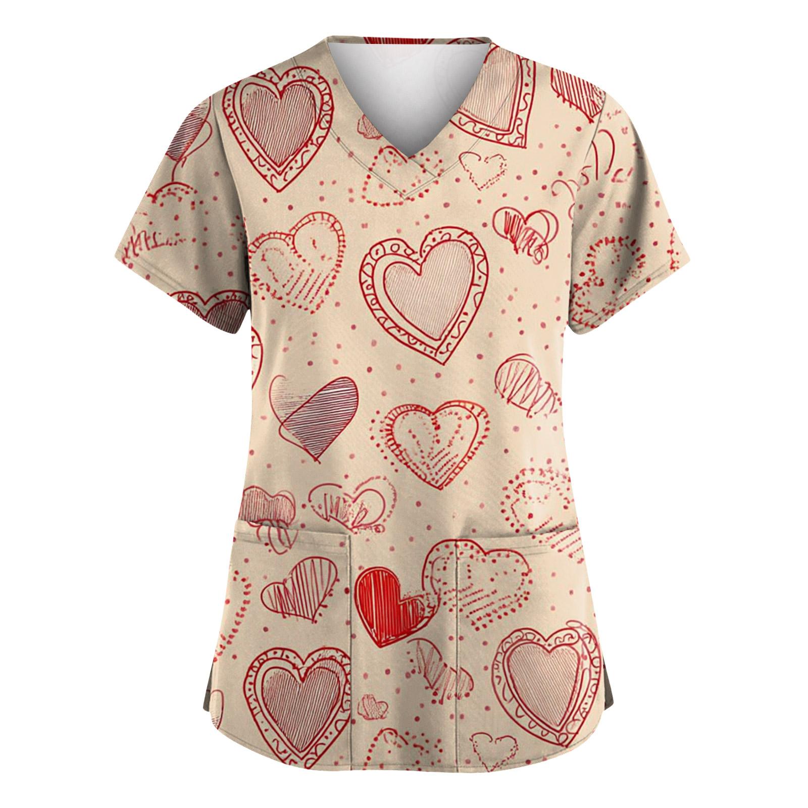 Women V Neck Printed Scrub Top Short Sleeve Uniform with Heart Pattern Two Front Pockets Comfortable Fit XXL хакі
Women V Neck Printed Scrub Top Short Sleeve Uniform with Heart Pattern Two Front Pockets Comfortable Fit XXL хакі