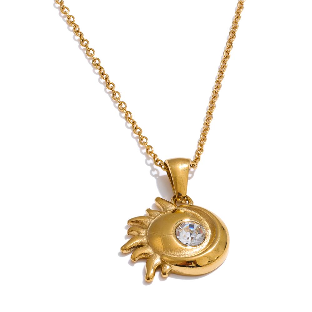 Yhpup Waterproof Golden PVD Zirconia Sun Moon Pendant Necklace Delicate Stainless Steel Daily Wear Arrivals Fashion Jewelry
Yhpup Waterproof Golden PVD Zirconia Sun Moon Pendant Necklace Delicate Stainless Steel Daily Wear Arrivals Fashion Jewelry