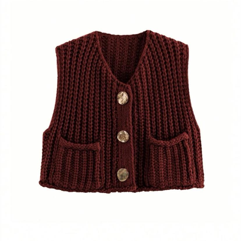 2025 Autumn/Winter Women s V-Neck Sleeveless Three-Button Knit Cardigan Vest Small вина червоного кольору
2025 Autumn/Winter Women s V-Neck Sleeveless Three-Button Knit Cardigan Vest Small вина червоного кольору