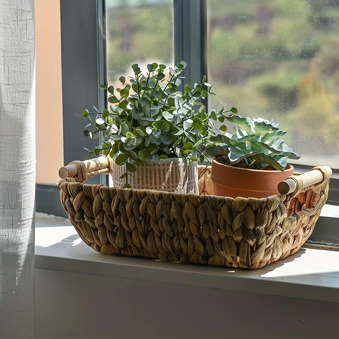 Enchanting hand woven wicker basket with wooden handle - water hyacinth for bathroom storage, home organization and decoration
Enchanting hand woven wicker basket with wooden handle - water hyacinth for bathroom storage, home organization and decoration