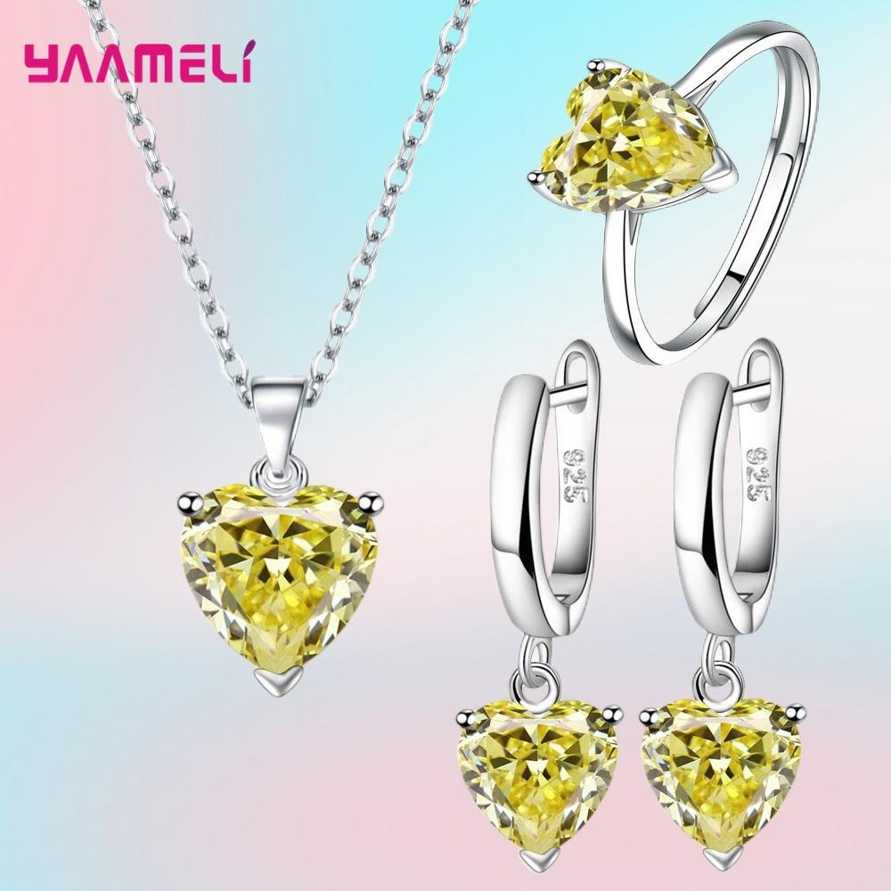 Fine 925 Silver Color Jewelry Gift Sets for Women Female Romantic Heart Zircon Huggie Earrings Pendant Necklace Ring жёлтый
Fine 925 Silver Color Jewelry Gift Sets for Women Female Romantic Heart Zircon Huggie Earrings Pendant Necklace Ring жёлтый