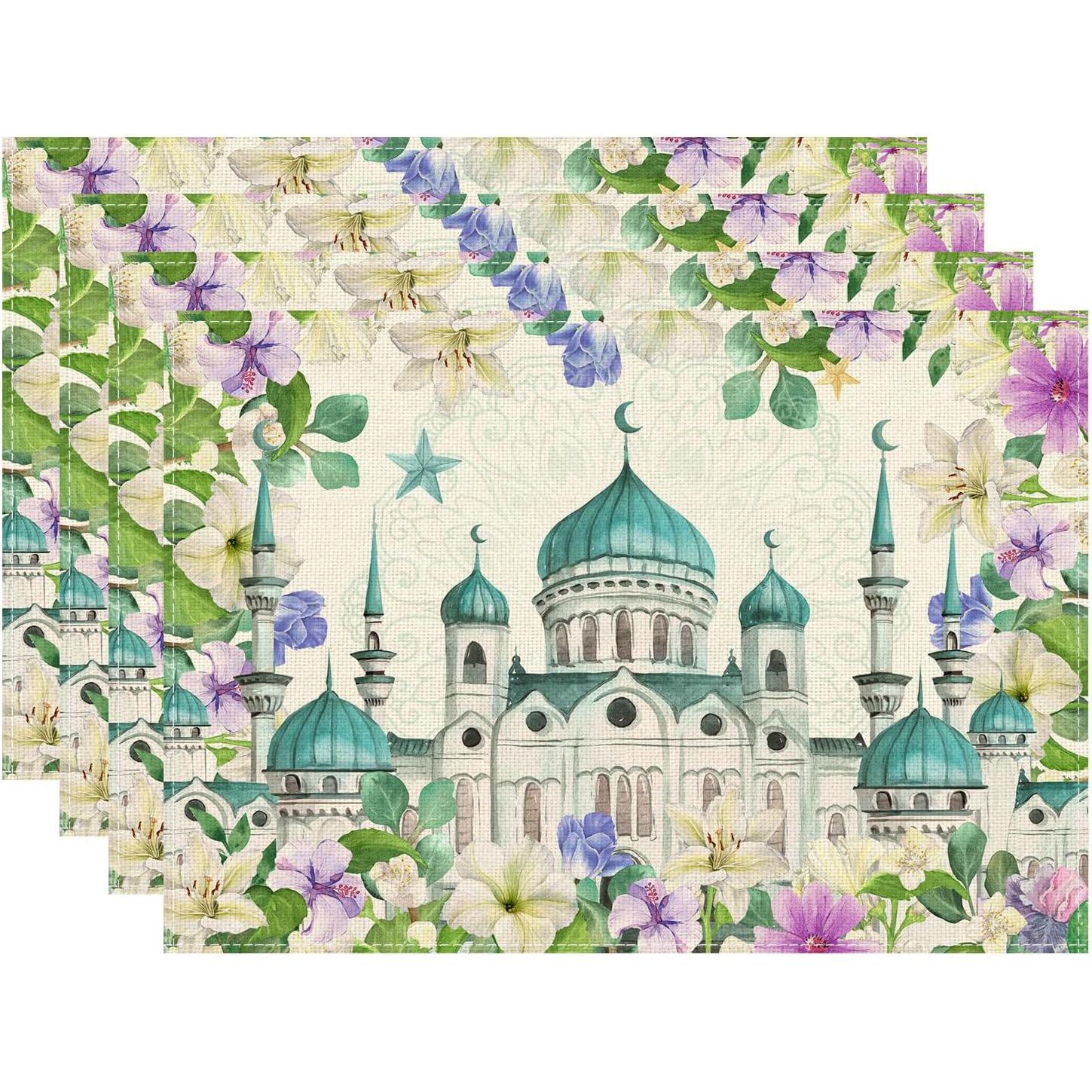 4/6pcs Flowers Castle Stars Ramadan Mubarak Placemats for Party Home Kitchen Dining Table Decorations 12x18 Inch 30x45cm-4PC
4/6pcs Flowers Castle Stars Ramadan Mubarak Placemats for Party Home Kitchen Dining Table Decorations 12x18 Inch 30x45cm-4PC