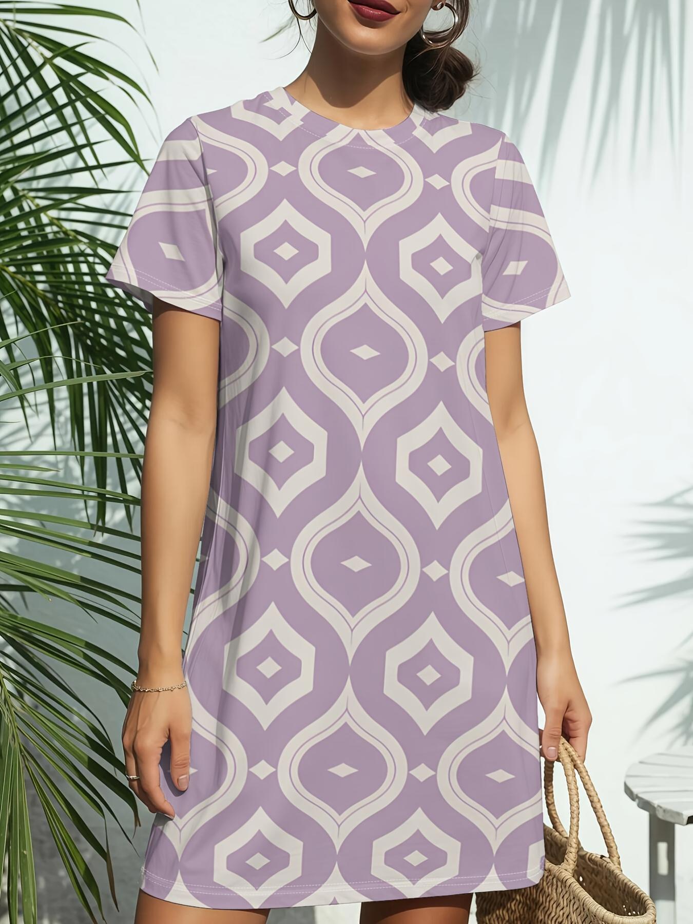 Women s Lilac Geo Rhombus Short-Sleeve T-Shirt Dress - Round Neck Casual Midi Dress with Rhombus Print. Spring Summer Blouse Dress Suitable for Daily 7XL дубильна кора
Women s Lilac Geo Rhombus Short-Sleeve T-Shirt Dress - Round Neck Casual Midi Dress with Rhombus Print. Spring Summer Blouse Dress Suitable for Daily 7XL дубильна кора
