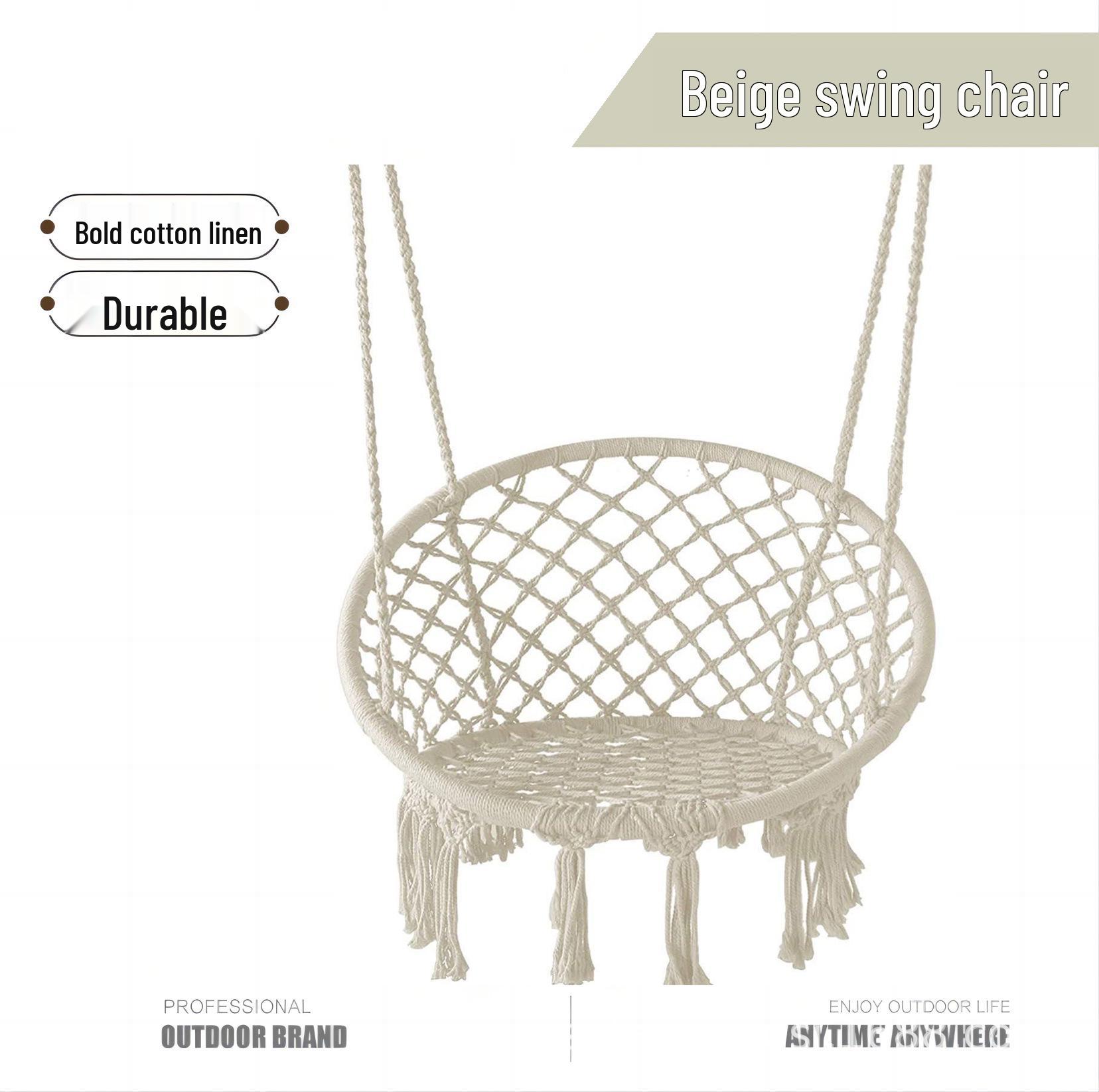 Подвесное кресло из хлопковой веревки в скандинавском стиле с кисточками - Качели для отдыха в помещении/на улице слоновая кость
Подвесное кресло из хлопковой веревки в скандинавском стиле с кисточками - Качели для отдыха в помещении/на улице слоновая кость