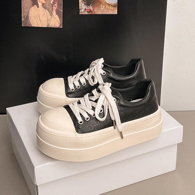 Популярные туфли на платформе с большой головой, туфли цвета кекс, женская повседневная обувь весна-лето 2025, увеличивающая рост, универсальная спортивная обувь для сноуборда 40 чёрный