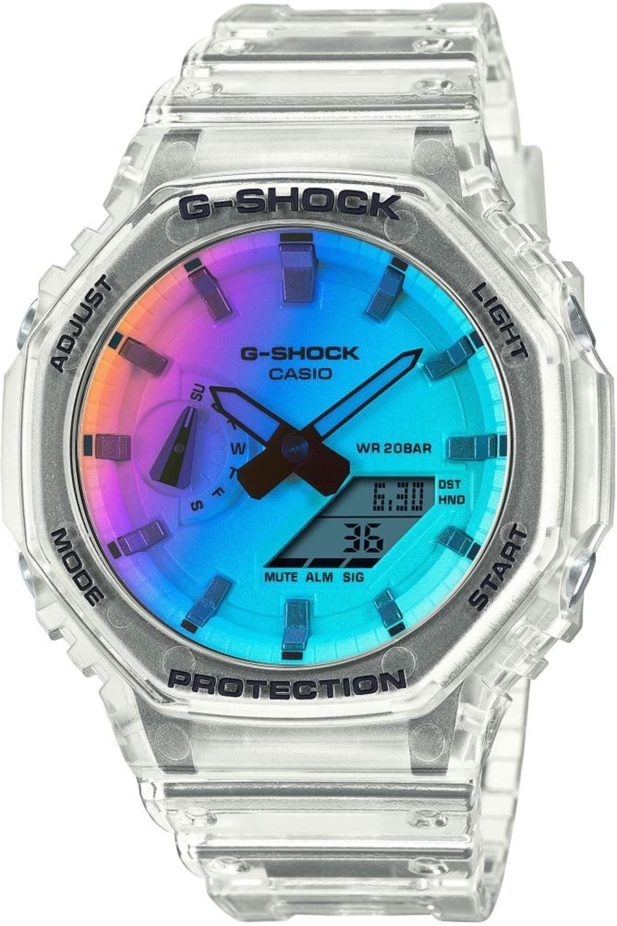 Casio Limited Model Iridescent Color Casio Watch Skeleton Rainbow Reimported Overseas Model G-Shock Ana-Digi GA-2100SRS-7A
Casio Limited Model Iridescent Color Casio Watch Skeleton Rainbow Reimported Overseas Model G-Shock Ana-Digi GA-2100SRS-7A