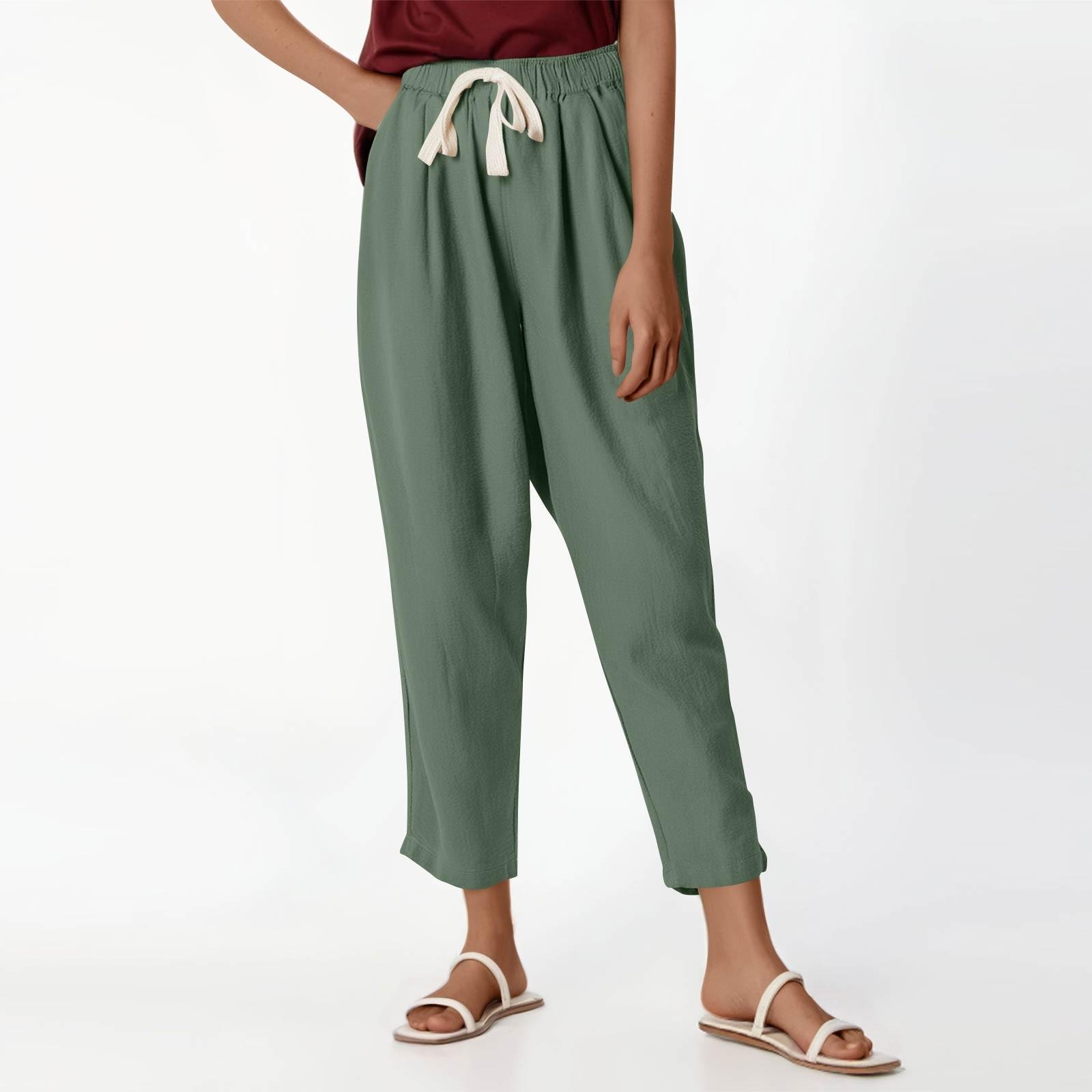 Женские повседневные модные брюки 9/10 с эластичным поясом и шнурком, однотонные брюки L армия зеленый
Женские повседневные модные брюки 9/10 с эластичным поясом и шнурком, однотонные брюки L армия зеленый