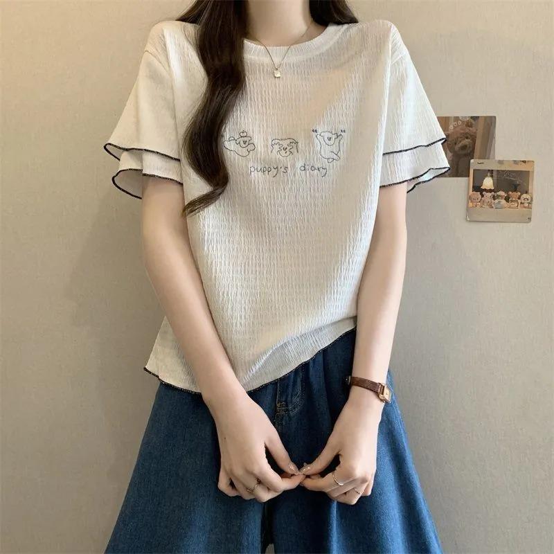 Korean Style Sweet Fungus Dog Embroidered Short-sleeved Women s T-shirt Summer Design Right Shoulder Half-sleeve Unique and Beautiful Top M белый
Korean Style Sweet Fungus Dog Embroidered Short-sleeved Women s T-shirt Summer Design Right Shoulder Half-sleeve Unique and Beautiful Top M белый
